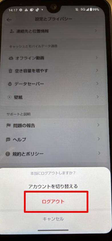ログアウト確認画面